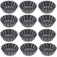 thumbnail image 2 of Mini moldes para tartas de acero al carbono antiadherente, 12 Uds., tarta de huevo, molde para hornear cupcakes reutilizable JAMW Sencillez, 2 of 5