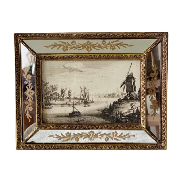 Marco de fotos ornamentado de resina, arte rústico para pared, colgante de pared, regalos decorativos, exhibición de escritorio, estilo retro antiguo 6 pulgadas
