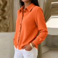 thumbnail image 5 of WULMLEO Waffle Knit Button Down Shirts for Women Casual Oversized Long Sleeve Collared Sweater Dressy Blouse Fall Tops Orange M, 5 of 6