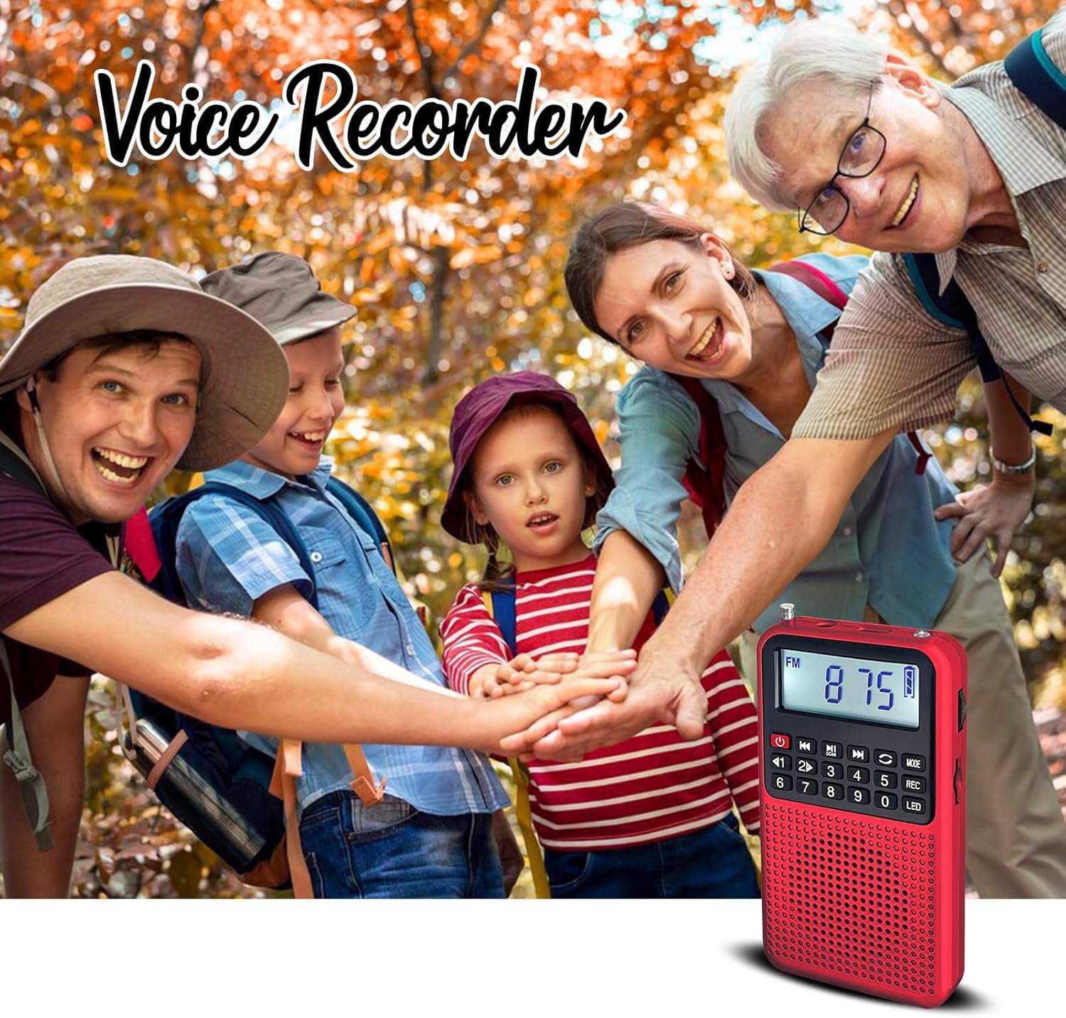 Portable AM/FM Radio with Bluetooth - Emergency Light, Flashlight, Voice Recorder, MicroSD Playback | Strong Signal, Rechargeable Battery for Home, Camping, Power Outages