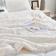 thumbnail image 3 of Home Soft Things Sculpted Stripe Faux Fur Throw Blanket with Micromink Back, Luxury Soft Cozy Plush Fluffy Fuzzy Reversible Thick Warm Throw Blanket, 50x60 inches, White, 3 of 12