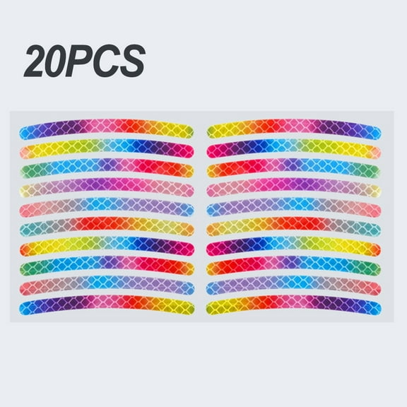 10/20Pcs Rainbow Reflective Sticker For Bike Wheels Night Glow Sticker For Car Motocycle Night Safety Warning Bicycle Stickers