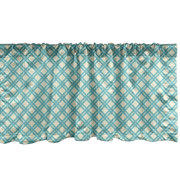 Ambesonne Geometric Window Valance, Aqua Checked Tile, 54" X 12", Turquoise Ivory