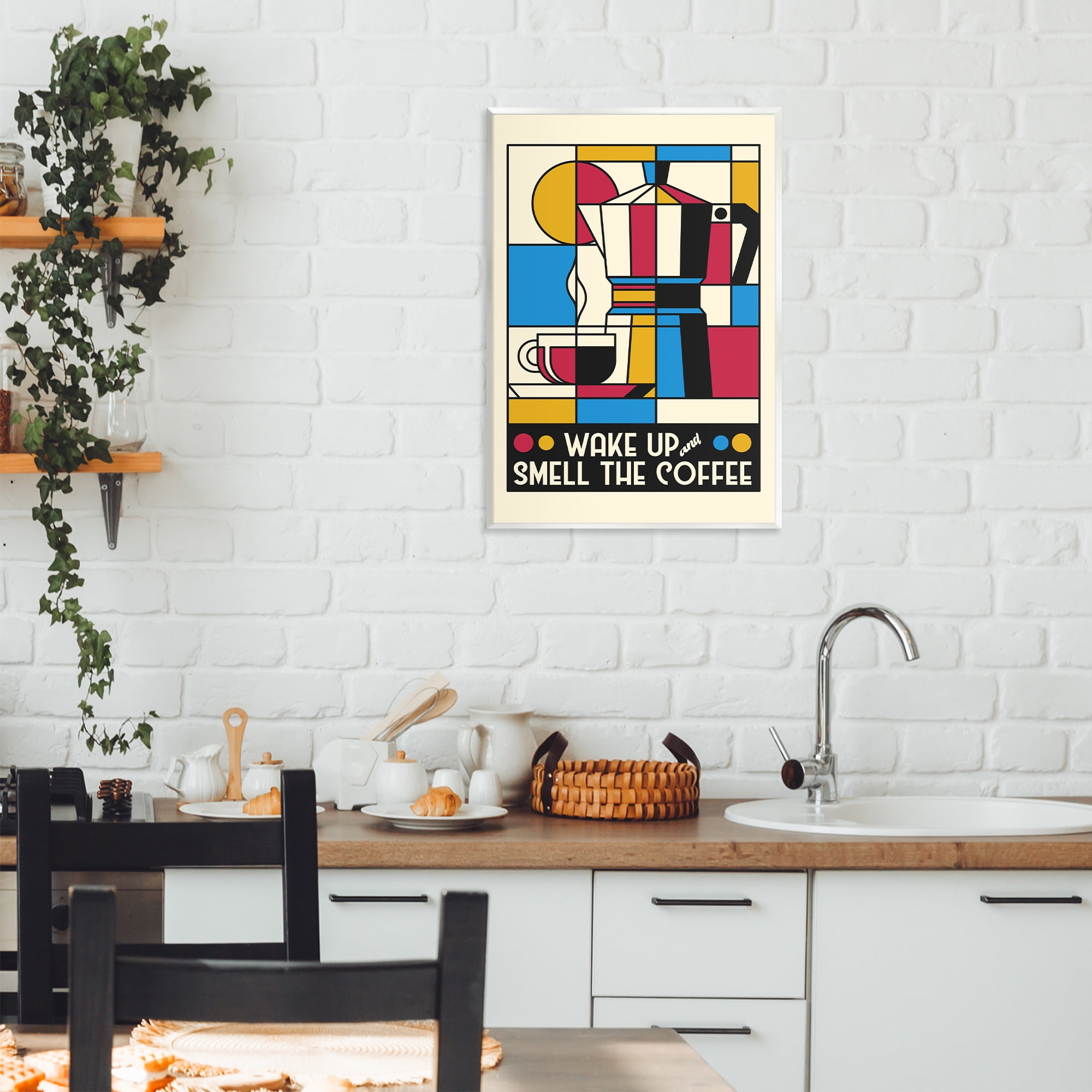 Stupell Industries Retro Wake Up & Smell Coffee Wall Plaque Art, design by Tobe Fonseca