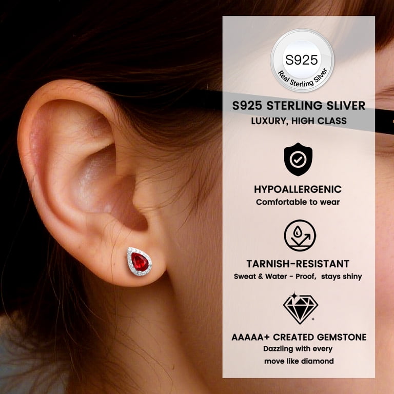 Bestyle January Birthstone Sterling Silver Stud Earrings photo 2