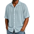 thumbnail image 2 of Bxsruta Men's Casual Short Sleeve Button Down Shirt Textured Striped Wrinkle Free Breathable Stretch for Daily Outdoor, 2 of 7