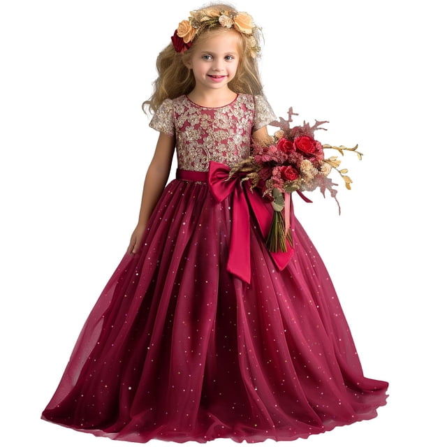 Vestido TTYAOVO para niña, boda, princesa, vestido de encaje con flores, talla 120