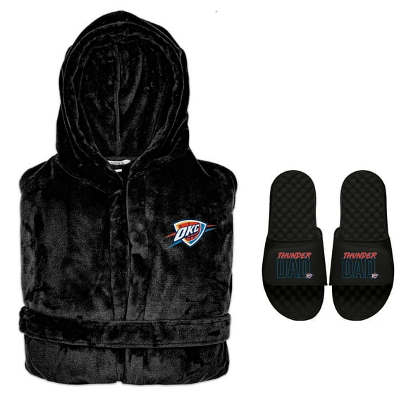 Men's ISlide Oklahoma City Thunder Dad Robe & Slide Sandals Bundle