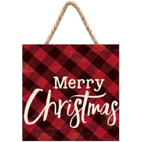 Hanging Sign Merry Christmas Red 7"