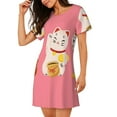 thumbnail image 2 of Bingfone Cute Cat Nightgowns for Women Sleep Shirts Short Sleeve Nightshirt Pullover Nightdress Soft Sleepwear, 2 of 6