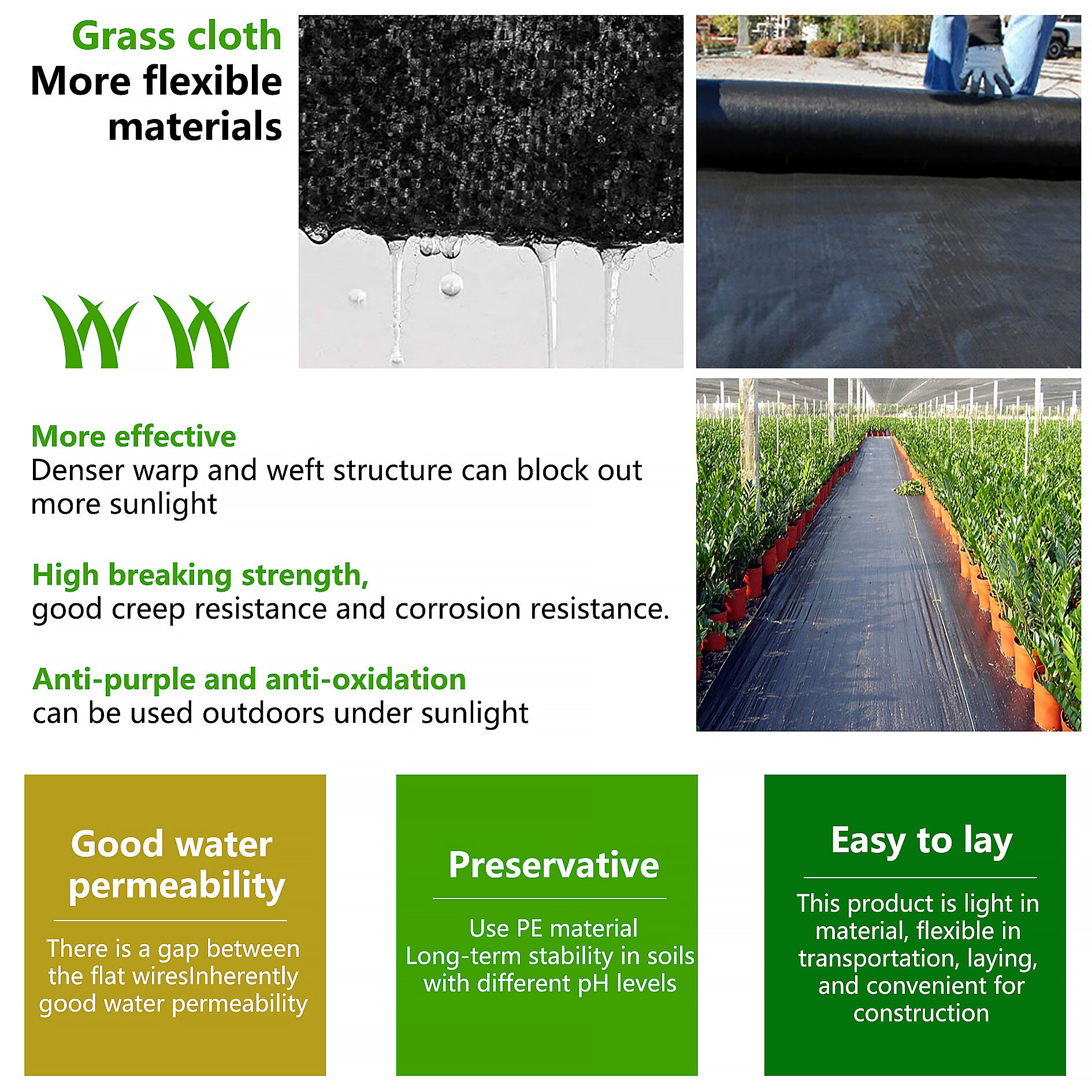 Waltyotur Black PE Woven Landscape Fabric Weed Barrier 3 FT X 300 FT