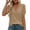 Brown, variant on Ayolanni Short Sleeve Summer Women Blouses Solid V-Neck Patchwork Collarless Blouse Dressy Puff Oversized Outdoor Tees Summer Tops Brown L