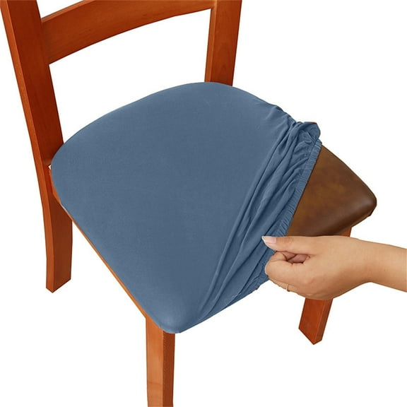 Seat Covers for Dining Room Chairs Stretch Solid Color Chair Seat Covers, Removable Washable Upholstered Chair Seat Protector Cushion Slipcovers for Kitchen, Office (Blue)