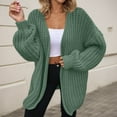 thumbnail image 2 of Tiweut Casual Cardigan Coat Women Stylish Oversized Knitted Sweater Coat Long Sleeve Open Front Outerwear Fall Winter Fashion Outwear Light Green,M, 2 of 5