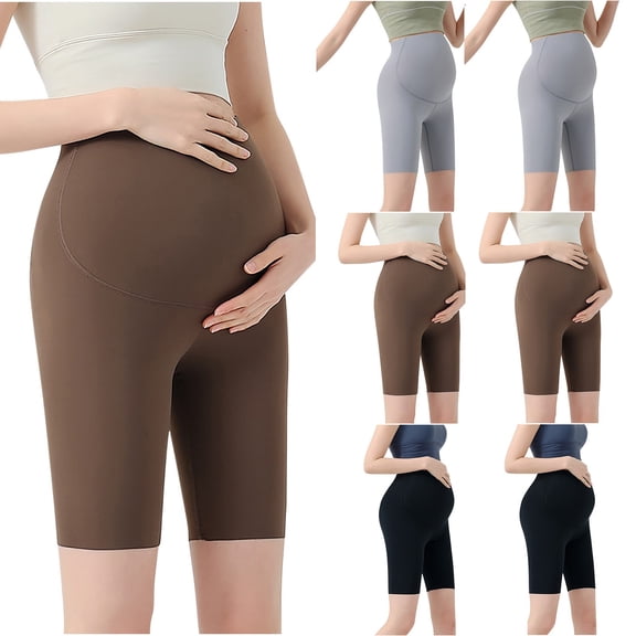 Paiwinds Women's High Waist Maternity Bike Shorts Nylon Spandex Slim Fit Pregnancy Yoga Shorts