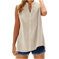 thumbnail image 2 of FDGIU Women's 2025 Summer Linen Shirts - Sleeveless Button Down Blouse, V-Neck Linen Tank Tops for Work/Casual, 2 of 6