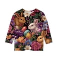 thumbnail image 4 of LTTVQM Girls Easter Shirts 3/4 Sleeve Funny Eggs Bunny Print T Shirts Comfortable Crewneck Blouse Fashion Clothes Black 12-13 Years, 4 of 5