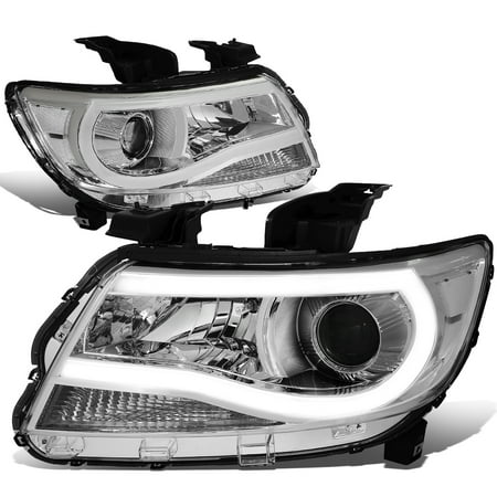 For 2015 to 2019 Chevy Colorado Pair Front Driving 3D LED DRL Tube Bar Projector Headlight Headlamps Chrome / Clear 16 17 (Best 3d Projector 2019)