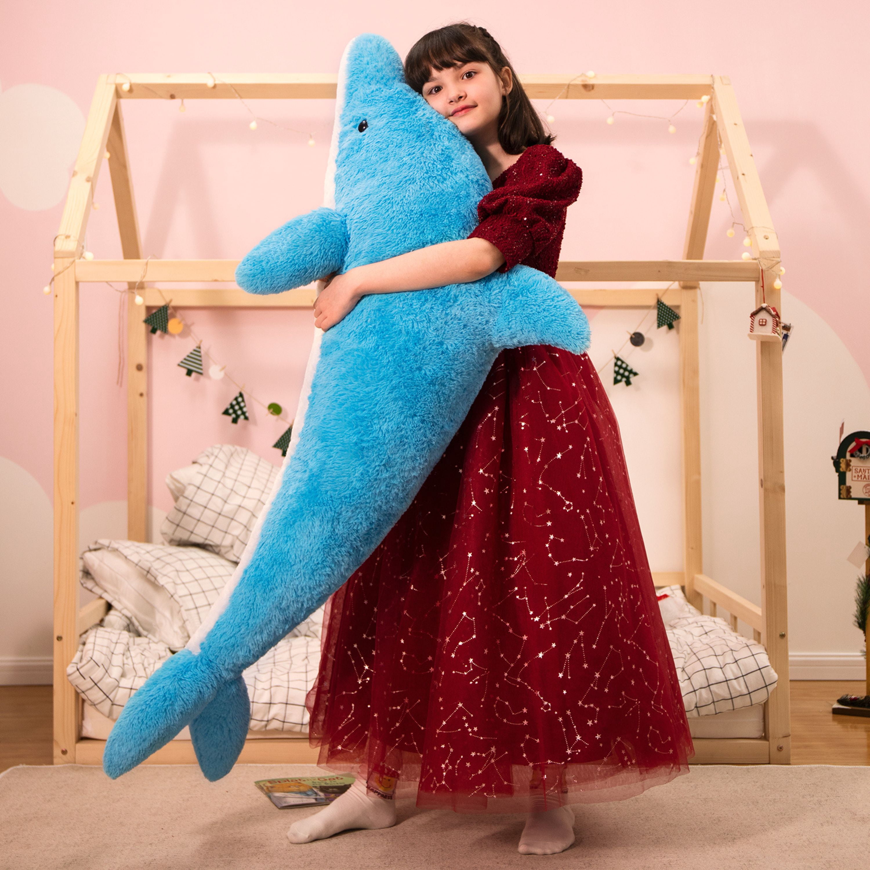 Muiteiur 55" Dolphin Plush Toy Giant Body Pillow Ocean Life Stuffed Animal