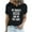 Black, variant on Womens Funny Printed Pattern Casual Fashion Soild Color Short Sleeve Tops Blouse