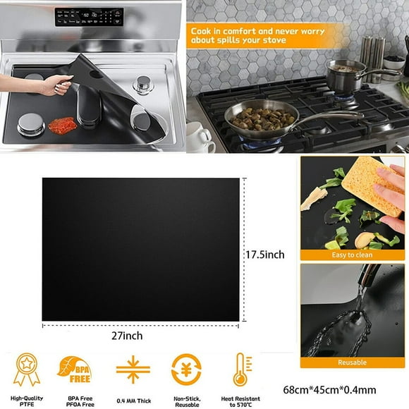 1/2pc Silicone Stove Covers Kitchen Stovetop Protector Clean Mat Pad For Gas Burner Stove Top Cover Easier To Cut Clean Reusable