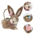 thumbnail image 3 of Tineasur Handwoven Straw Bunny Decor Light Brown Rabbit Ornament for Tabletop and Outdoor Use, 3 of 8