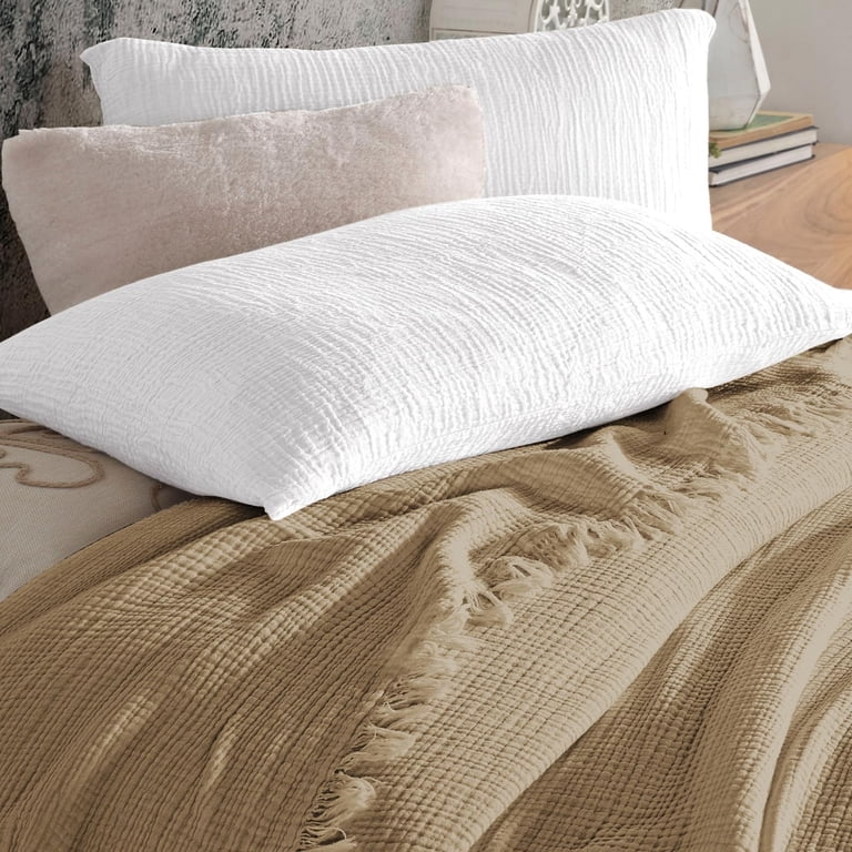 FALUCA Reversible Cotton Muslin Blanket 50x60 Inches - 4-Layer, Lightweight, All-Season, Brown