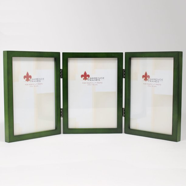5x7 Hinged Triple Green Wood Picture Frame Gallery Collection