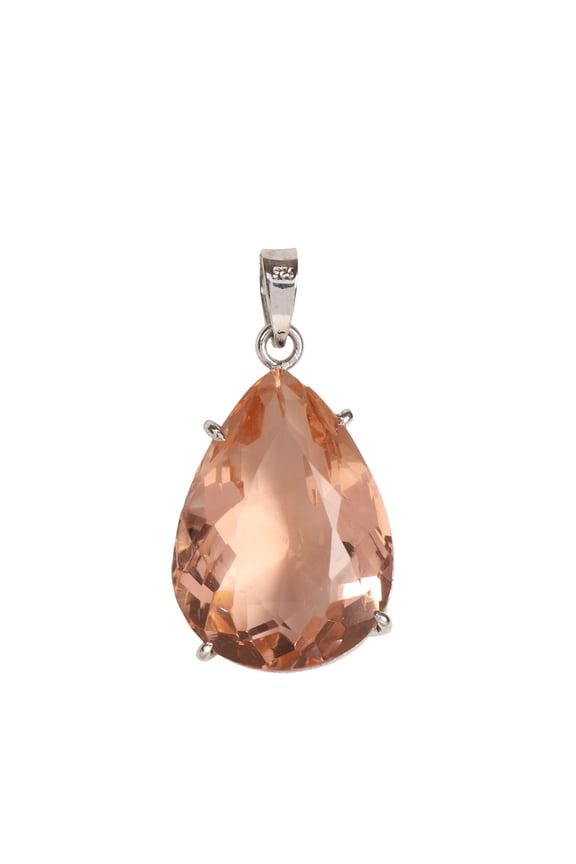 24.00 Gram Tear Drop Quartz Gemstone Pendant, Fine 925 Sterling Silver Stone Pendant