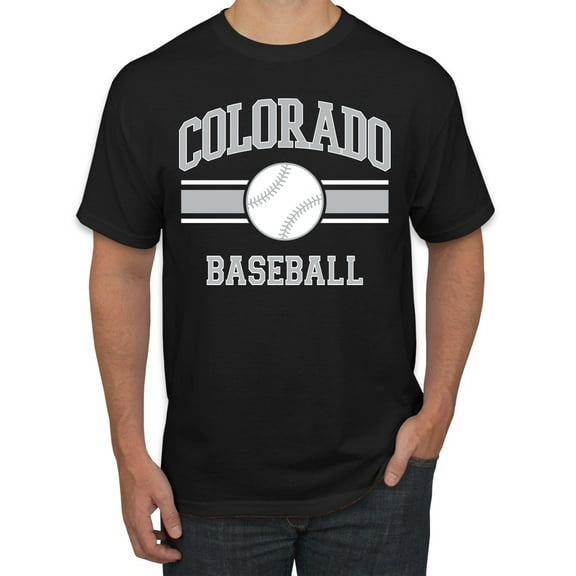 Wild Bobby City of Colorado Baseball Fantasy Fan Sports Men's T-Shirt, Black, Small
