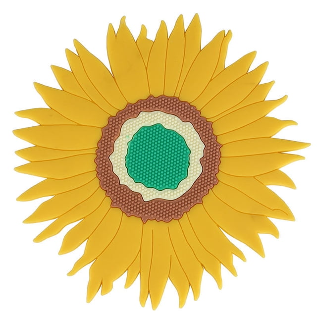 2 piezas, tapete multifuncional para ollas, tapete para tazas de bebidas, tapete circular de silicona para comedor, tapete para tazas de girasol, tapete circular para comedor de silicona