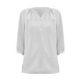 thumbnail image 3 of Womens Summer V Neck 3/4 Sleeve Blouses Dot Tunic Tops Casual Button Shirts Long Sleeve Fitted Shirt for Juniors Short Sleeve Tops for Women Summer Womens Medium Shirts Womens Short Sleeve Shirts, 3 of 4