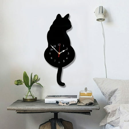 PBPBOX Modern Wall Clock Acrylic Black with Ultra Quiet Sweep Movement