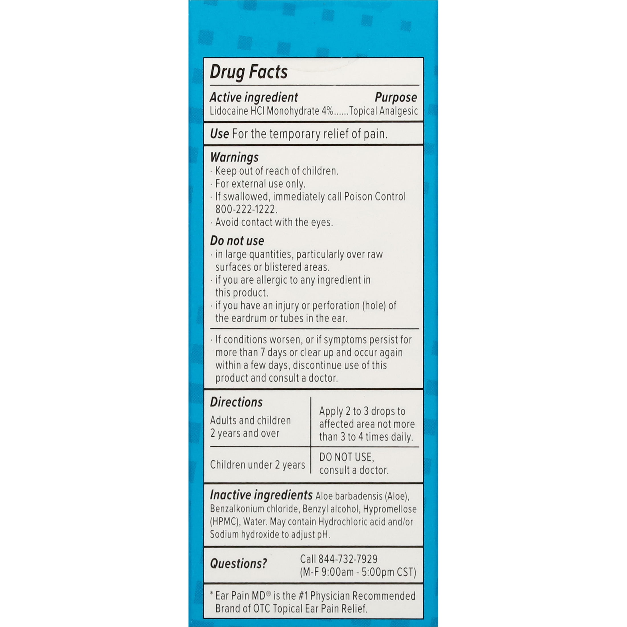 Eosera EAR PAIN MD Pain Relieving Drops with Lidocaine 12.5mL