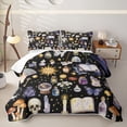 thumbnail image 2 of Homewish Halloween Witch Set Twin Quilt Set, Skull Skeleton Candle Twin Coverlet Set, 2 Pieces 1 Bedspread and 1 Pillowcase, 2 of 7