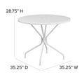 thumbnail image 5 of Flash Furniture Commercial Grade 35.25" Round White Indoor-Outdoor Steel Patio Table with Umbrella Hole, 5 of 8