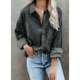 thumbnail image 5 of Uhndy Womens Corduroy Shirts Casual Long Sleeve Button Down Blouses Oversized Jacket Tops, 5 of 5