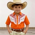 thumbnail image 2 of MEZZALL Denim Short Sleeve Shirt For Kids Boys Casual Flower Printed Western Style Tops With Button Front Adorable Toddler Blouses Clothing, 2 of 4