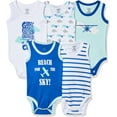 thumbnail image 4 of Luvable Friends Baby Boy Cotton Sleeveless Bodysuits 5pk, Airplane, 12-18 Months, 4 of 6