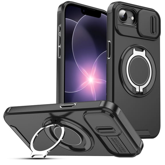 AICase For Apple iPhone 17e Case Rubber Shockproof Case Built-in Slide Camera Lens Stand Cover