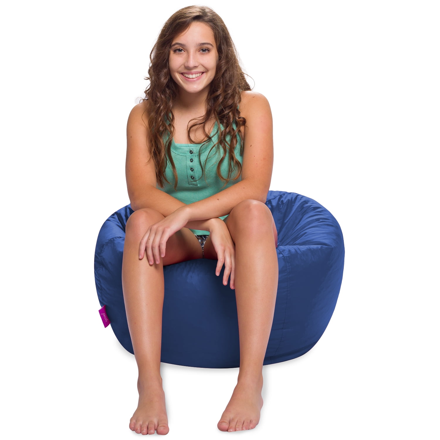 Posh Creations Classic Bean Bag Chair, EPS Bead filled Lounger, Nylon, Kids, 2.5 ft, Navy