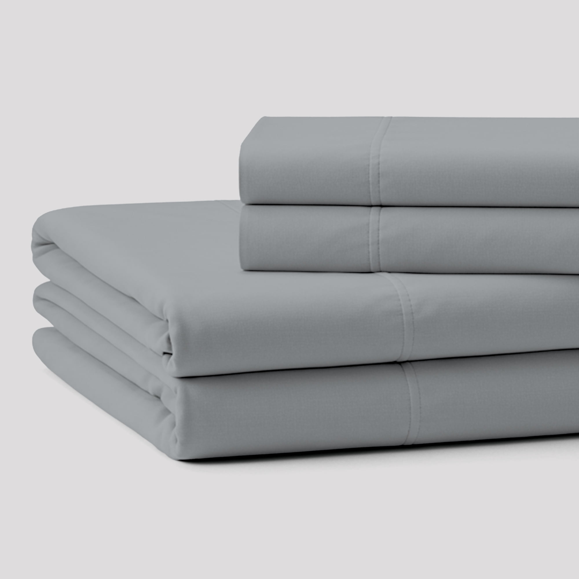 Purity Home 3-Piece 100% Organic Cotton Percale Bed Sheet Set, Cool & Crisp Bedding, Soft & Breathable, Lightweight, Eco-Friendly, Twin-XL, Light Gray