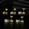 thumbnail image 3 of GEMSME 18K Gold Plated Princess Cut Clear Cubic Zirconia Stud Earrings Pack of 5, 3 of 6