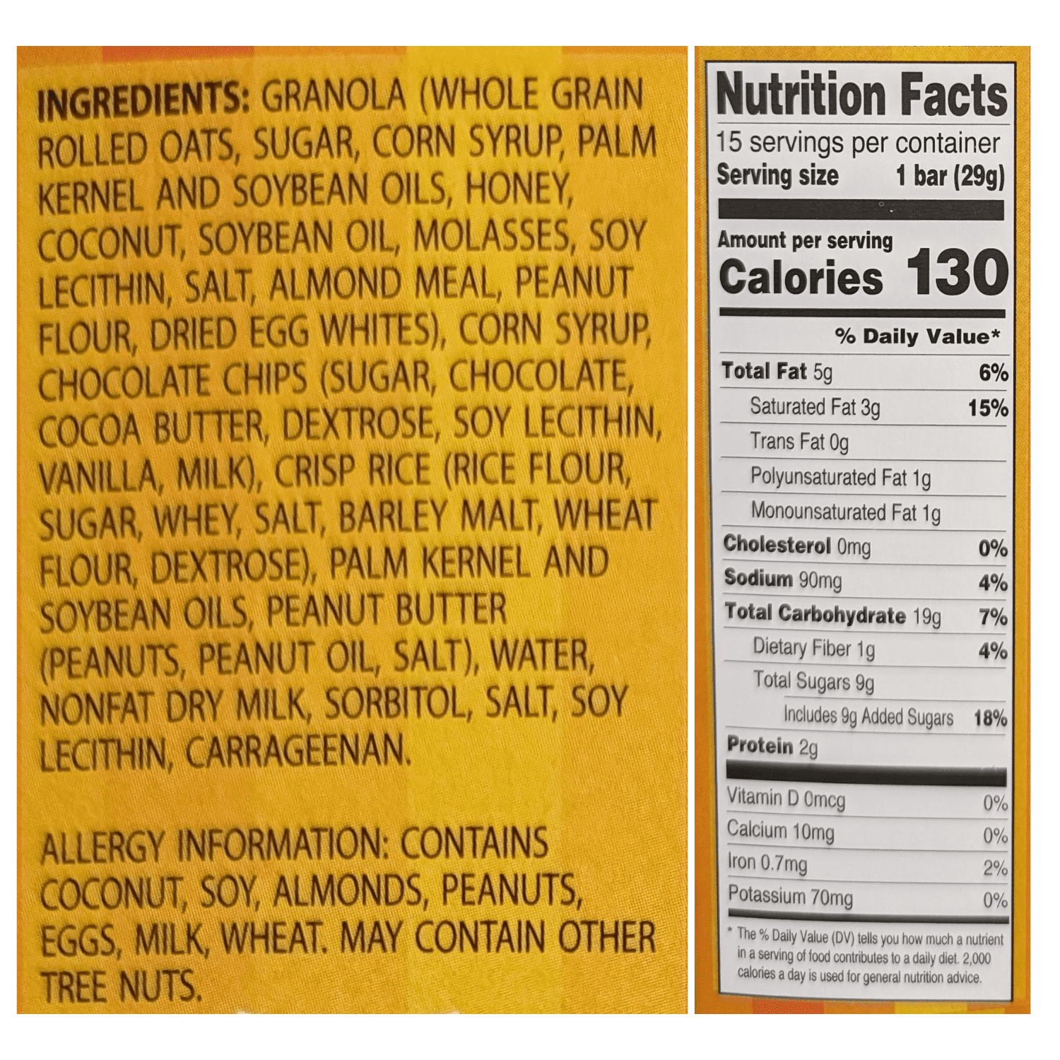 Sunbelt Bakery Peanut Butter Chocolate Chip Chewy Granola Bars Value Pack, 4 Boxes, 60 Bars