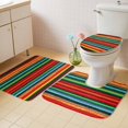 thumbnail image 4 of Colored Stripes Bathroom Rugs Set Mexico Style Abstract Modern Art Non Slip Absorbent Soft Bath Mats 3 Piece Set with Bathroom Rug, U-Shaped Floor Mat, Toilet Seat Cover Small Size, 4 of 9