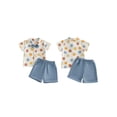 thumbnail image 2 of BemeyourBBs Toddler Baby Boys Baseball Outfits Summer Clothes Toddler Boy Summer Gentleman Outfit Short Sleeve Bow Tie Baseball Print Button Down Shirt Bowtie with Elastic Waist Shorts Set, 2 of 9