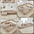 thumbnail image 4 of Ovios Corduroy Sectional for Living Room Modular Camel Sleeper Sectional Couches and Sofas with Chaise Lounge Modern 104" Oversized L-Shape Sofa No Assembly Required, 4 of 10