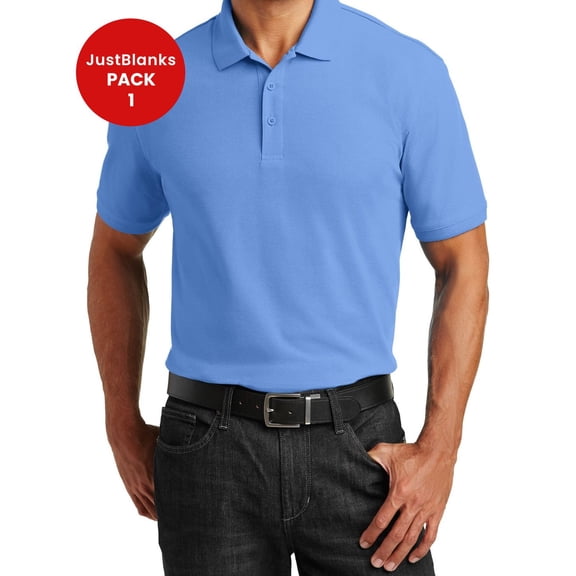 JustBlanks Core Classic Pique Polo Flat Knit Collar Cuffs 3 Button Placket