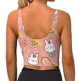 thumbnail image 3 of Haiem Rabbit So Cute Pattern Womens Sports Bra - U Neck Padded Low Impact Yoga Bra Workout Crop Top Gym Moisture-Wicking Workout Vest -Small, 3 of 9