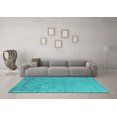 thumbnail image 3 of Ahgly Company Machine Washable Indoor Round Oriental Turquoise Blue Industrial Area Rugs, 4' Round, 3 of 4